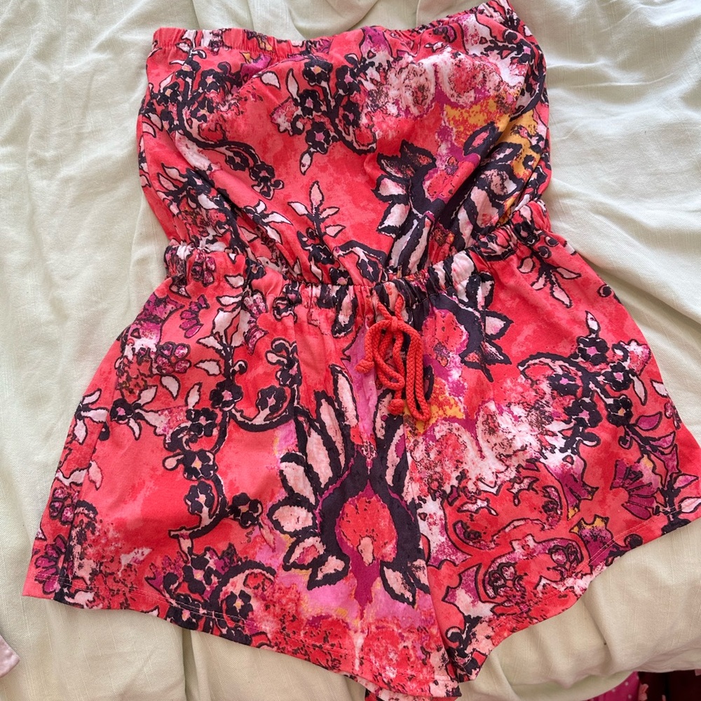 Red Floral Romper